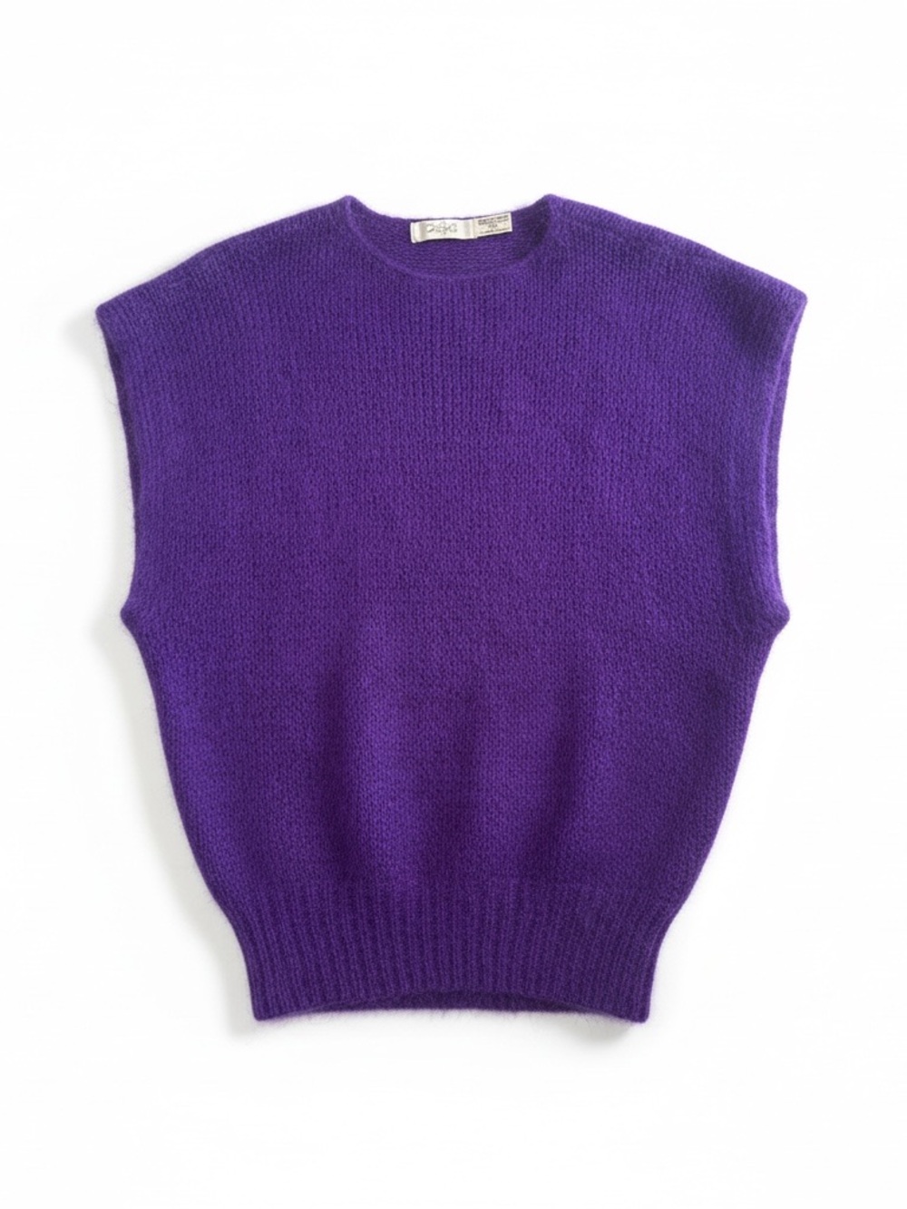 80s Cassidy Purple Mohair Sleeveless Knit Sweater Oversized Vest Small